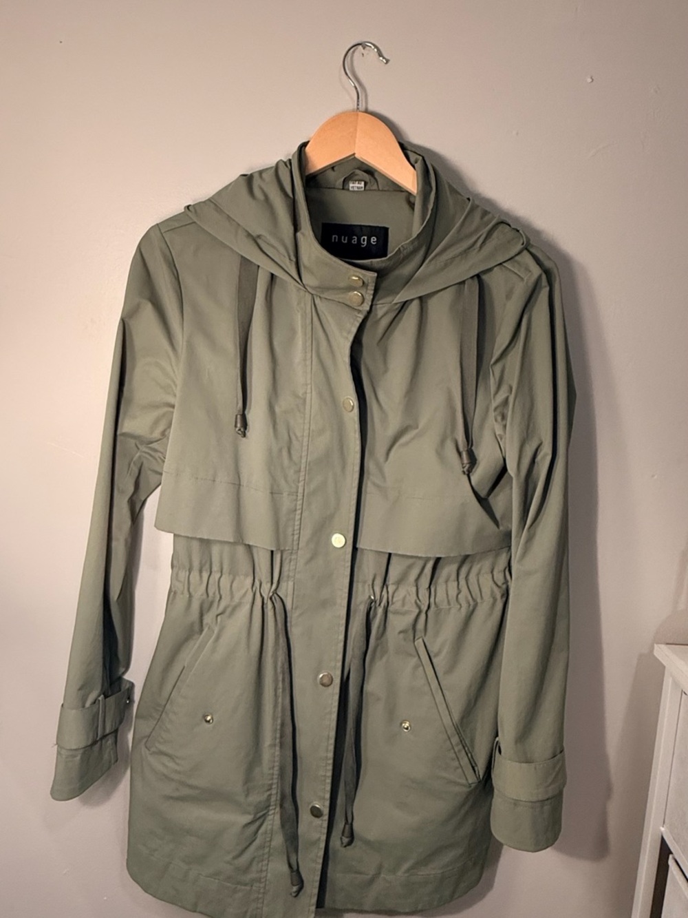 Vintage Nuage Olive Green Hooded Utility Parka Jacket – Size M